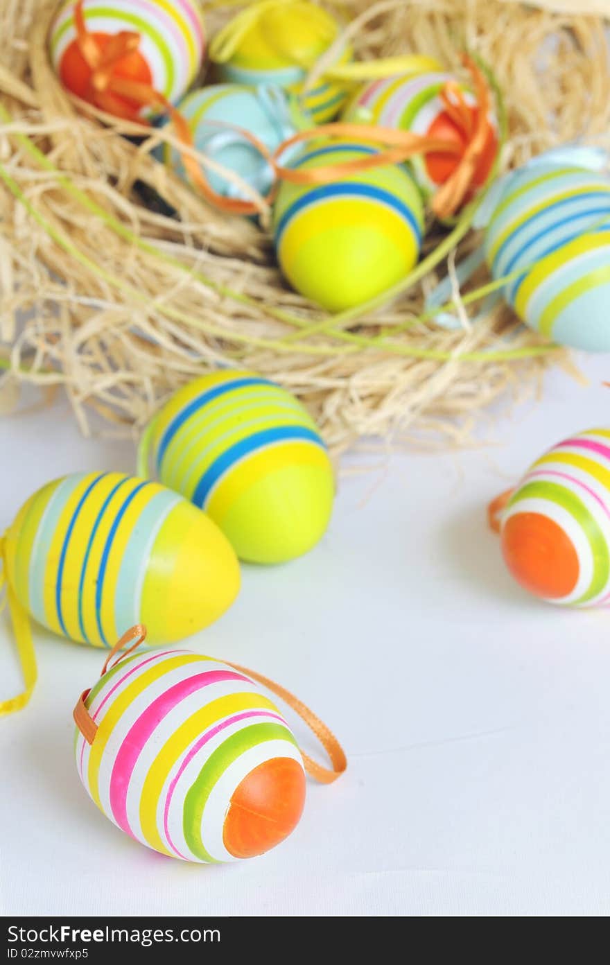 Painted Colorful Easter Eggs isolated in studio