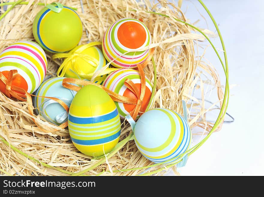 Painted Colorful Easter Eggs isolated in studio