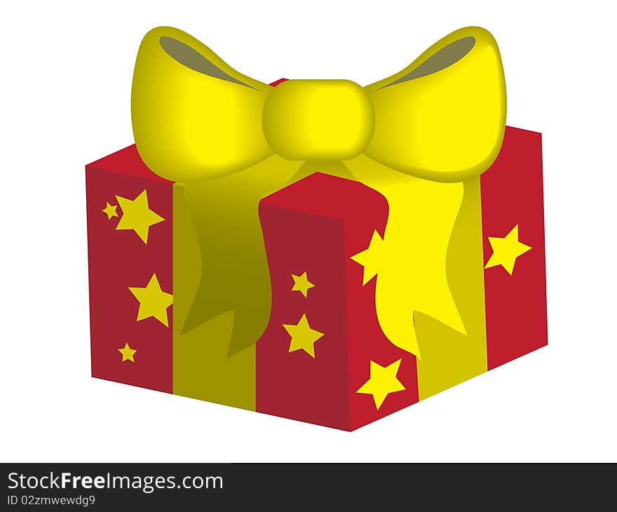 Red gift box with gold bow