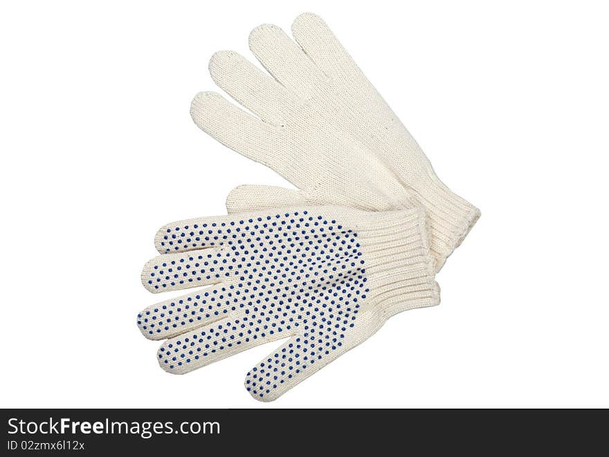 Pair of textile white gloves