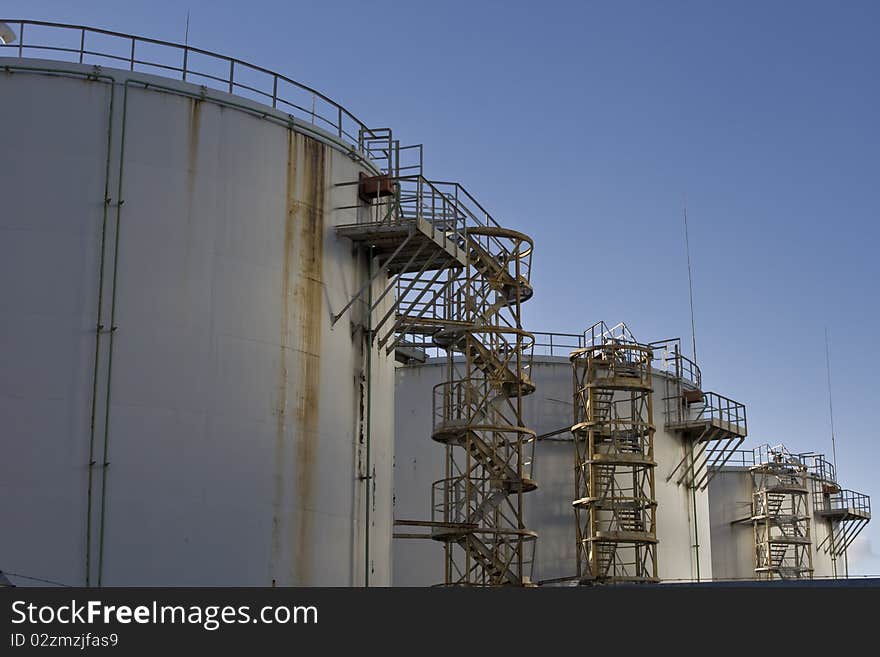 Three fuel silos which are located in Latvia, Riga.