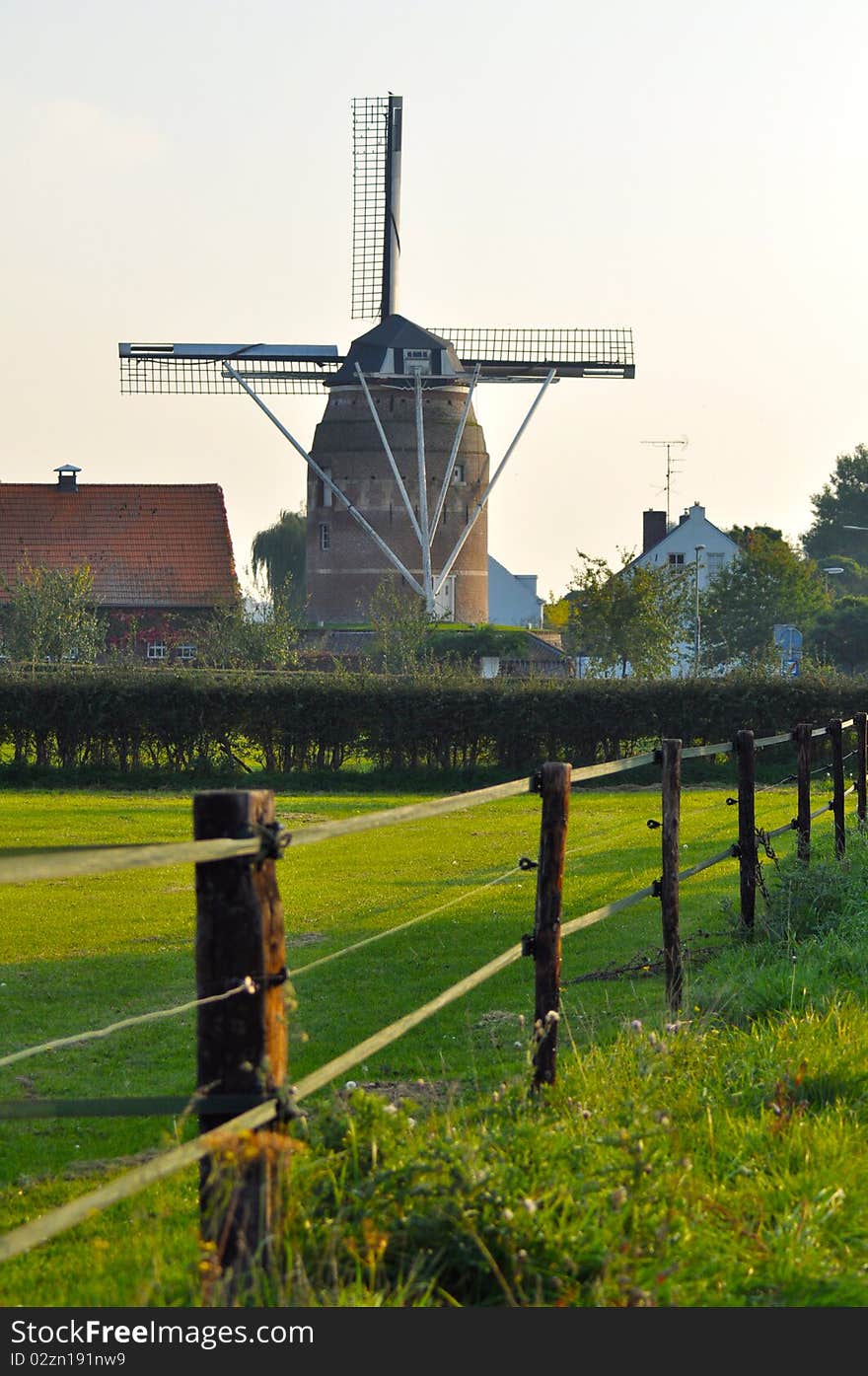 Traditional Dutch Old Windmill in Autumn Colors. Traditional Dutch Old Windmill in Autumn Colors