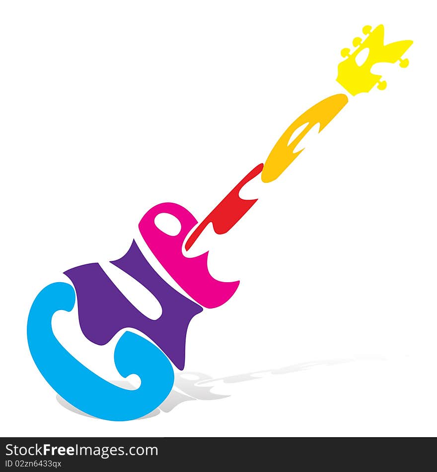 Illustration of guitar on white background