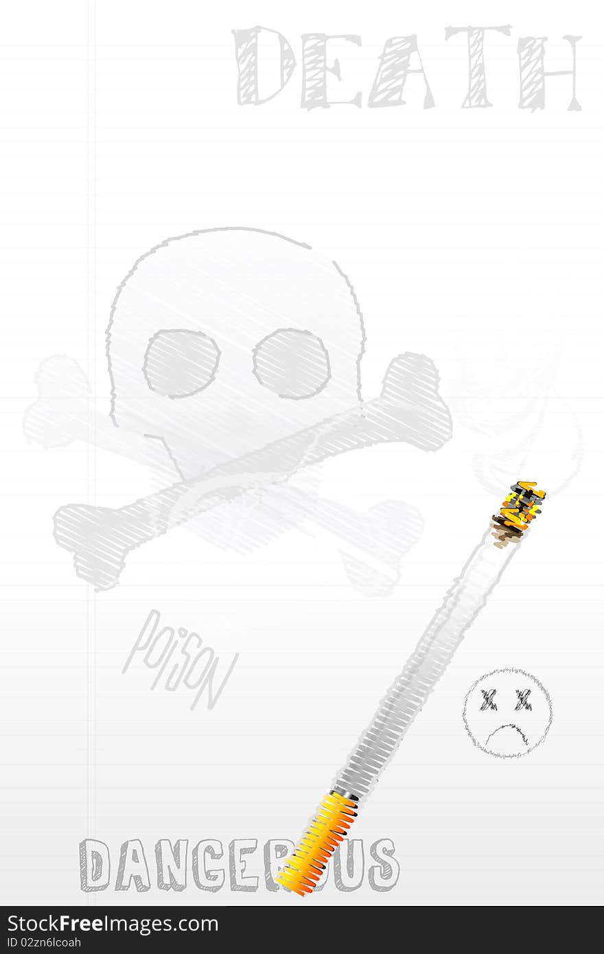 Illustration of no smoking sketch on white background