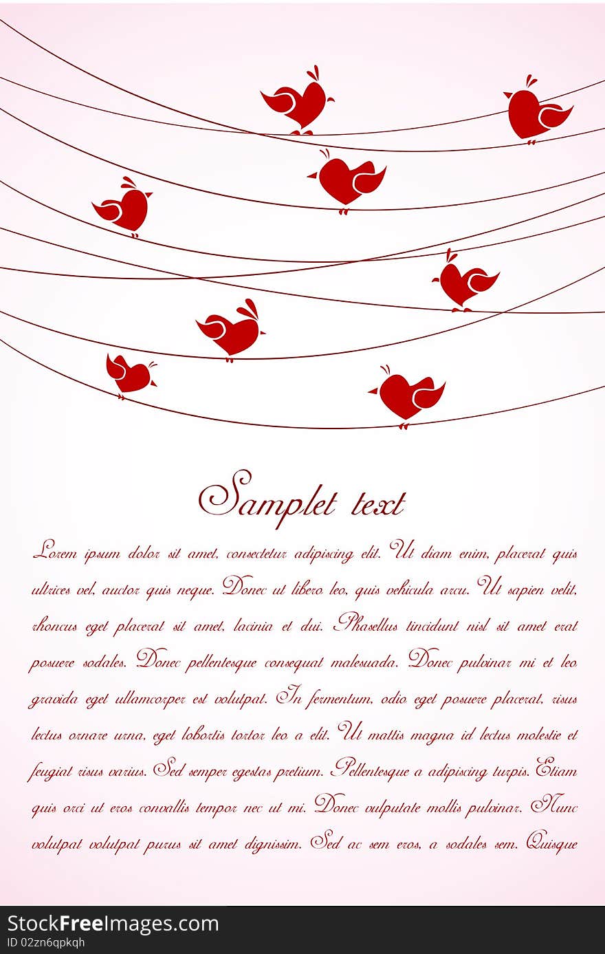 Illustration of love card with birds