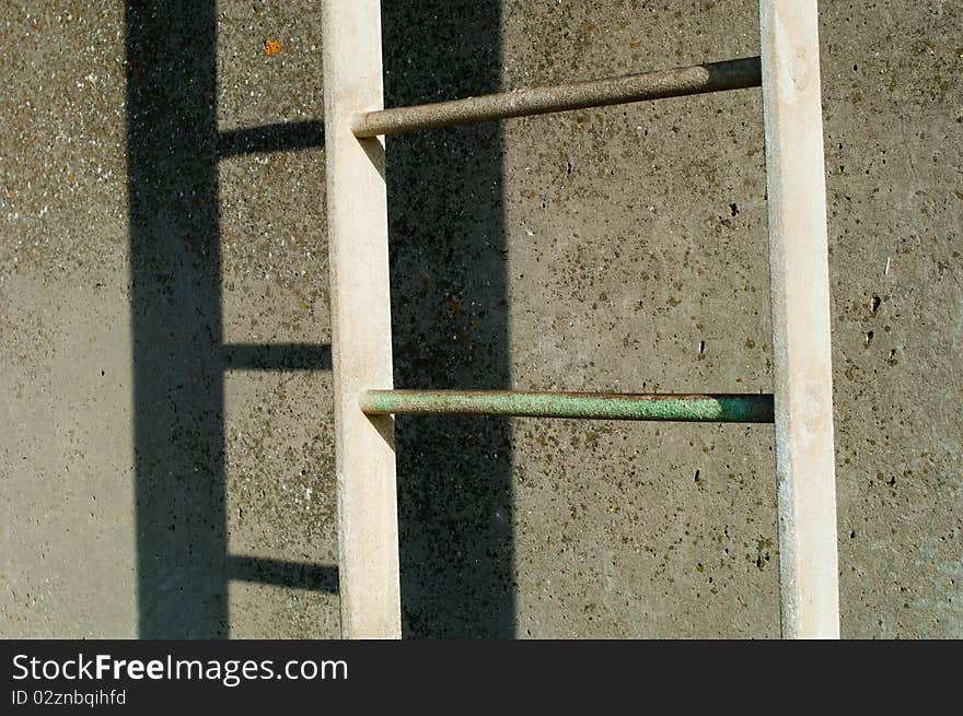 Ladder bolted to a wall as a constant climbing frame.