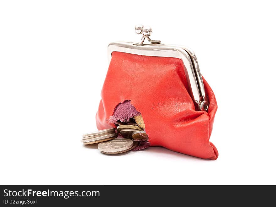 Red purse with hole