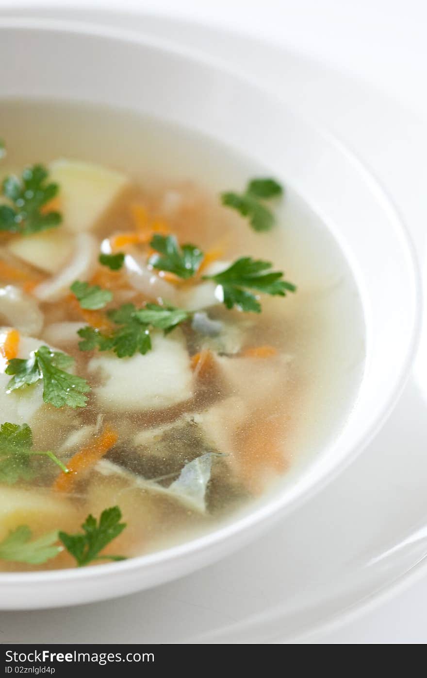 Light fish soup with crackers