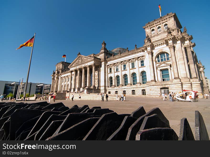 Berlin Reichstag government with blue sky. Berlin Reichstag government with blue sky