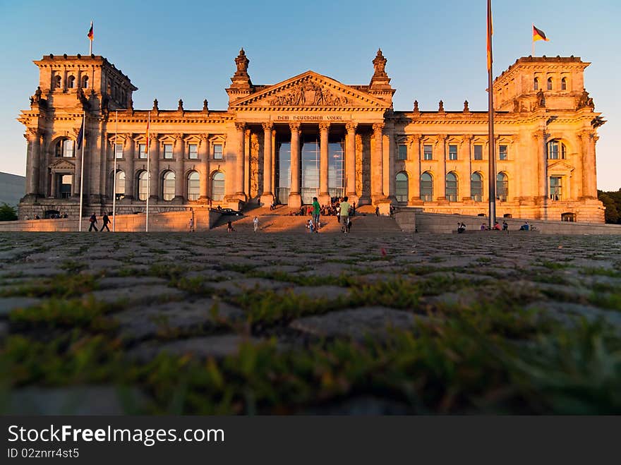 Berlin Reichstag government with blue sky. Berlin Reichstag government with blue sky