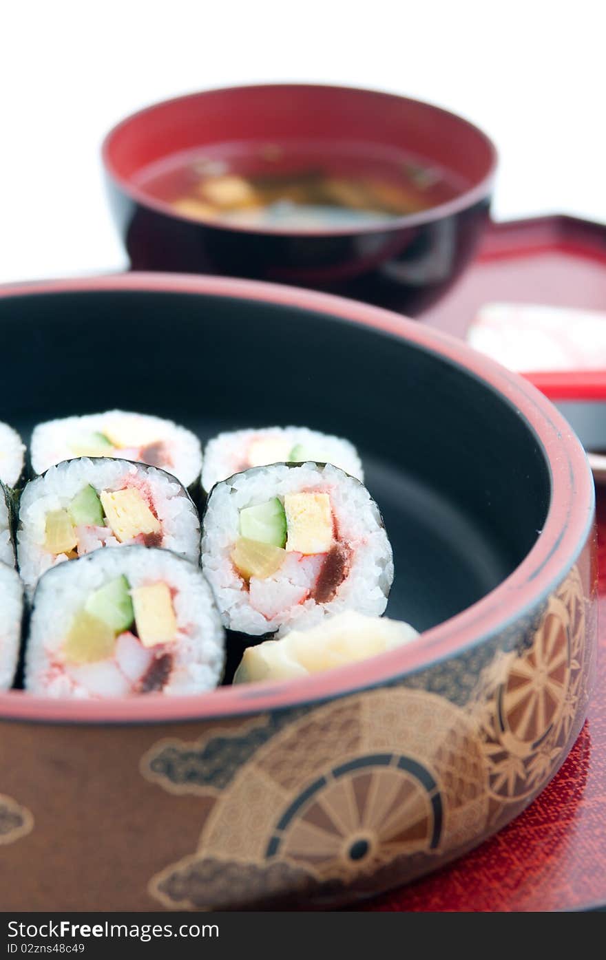 Makizushi Roll with hot soup. Makizushi Roll with hot soup.