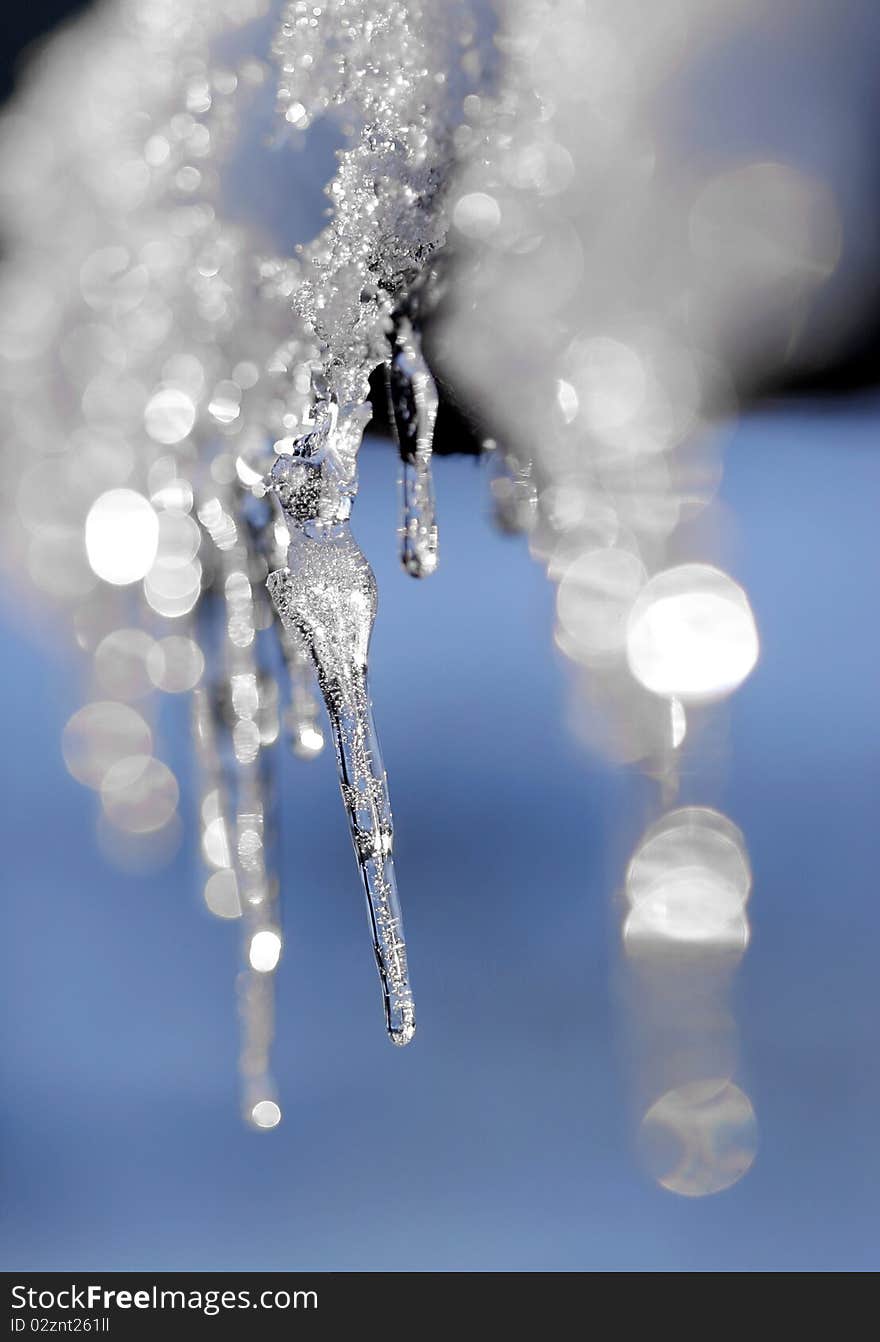 Icycles hanging from the roof