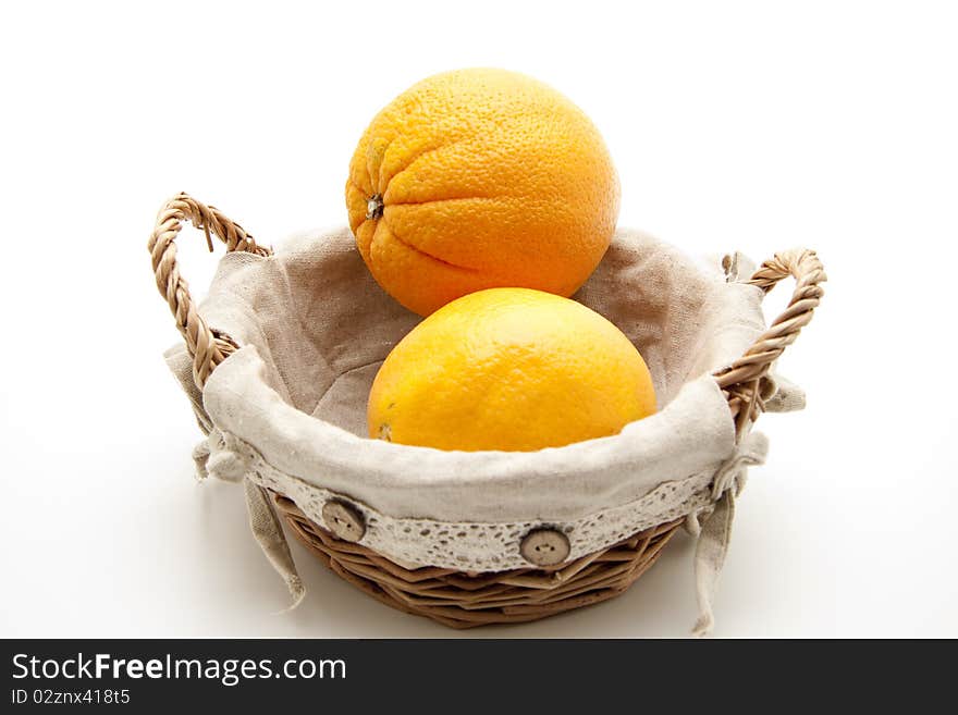 Refine oranges in the basket with material coating