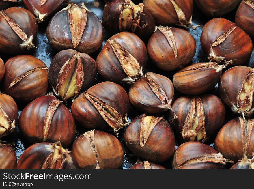 Natural texture with roasted chestnuts