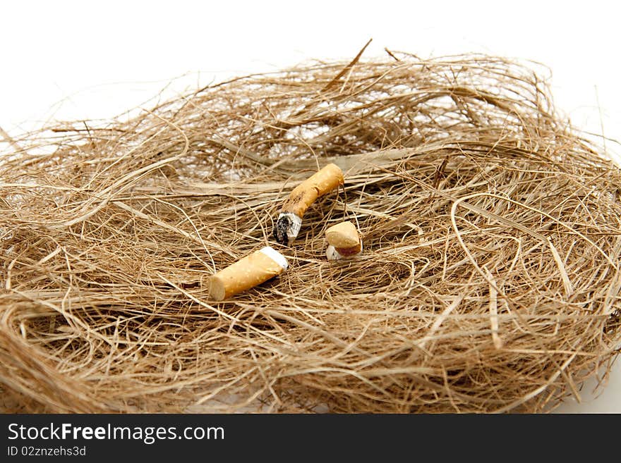 Cigarette with hay