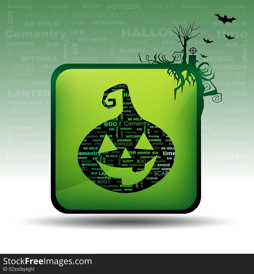 Illustration of halloween card with pumpkin