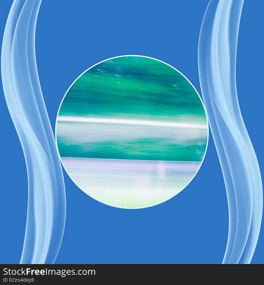 A light blue background with green blue gradation pattern and ribbons shapes. A light blue background with green blue gradation pattern and ribbons shapes