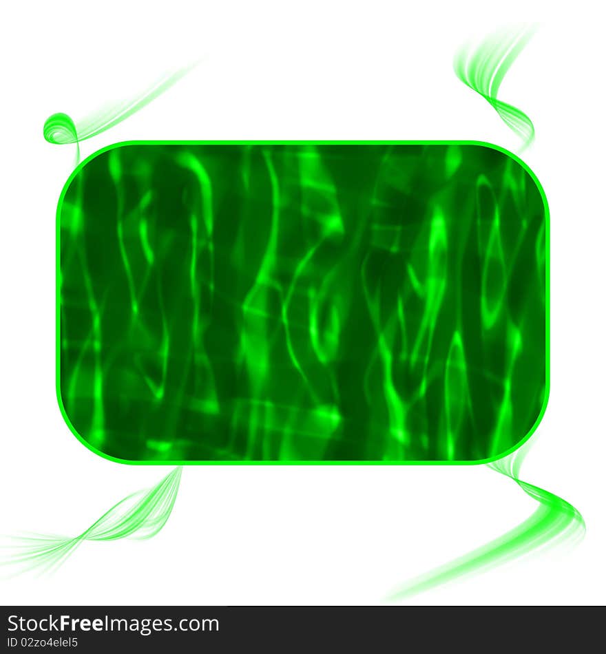 A white background with a bold green blur pattern frame. A white background with a bold green blur pattern frame