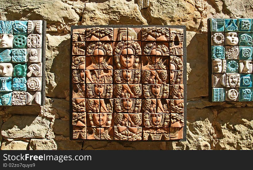 Ceramic Panels Depicting People S Heads