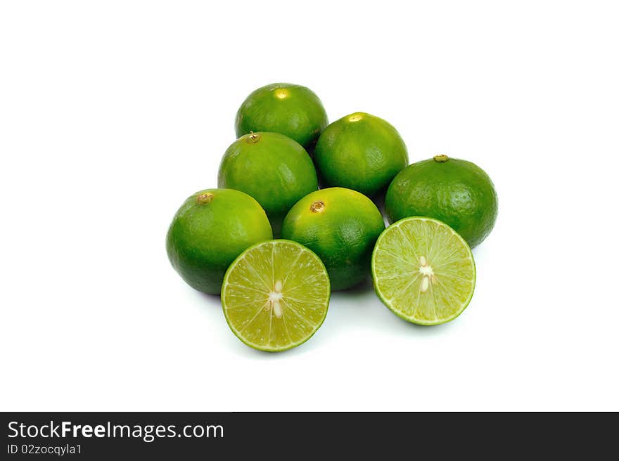 Limes, citrus fruit isolated on white.