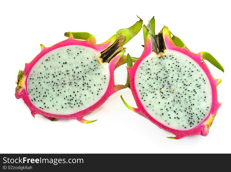 Red Dragon fruit - Tropical fruit isolated on white background.