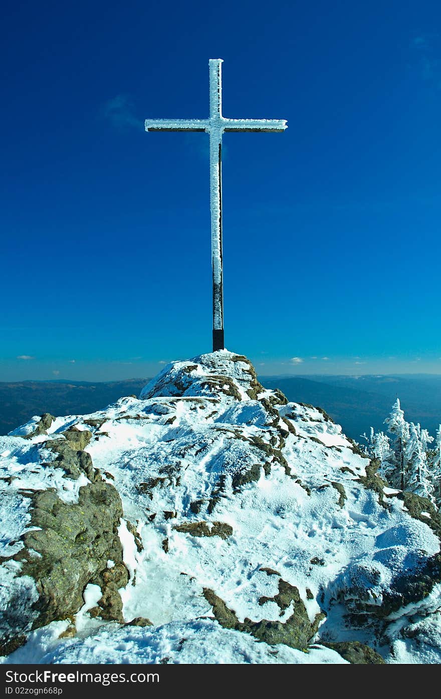 Big cross on grosser arber mountain