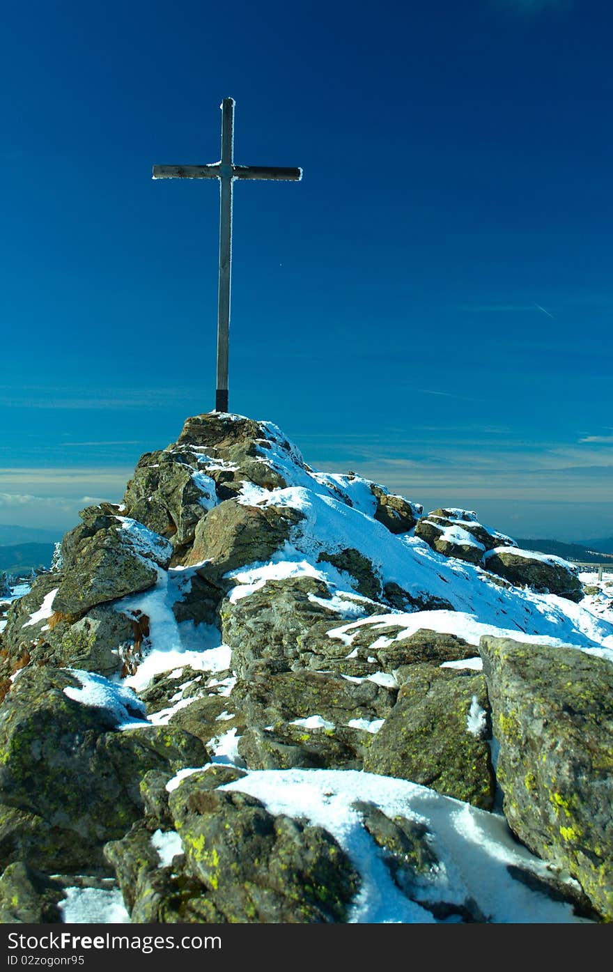 Big cross on grosser arber mountain