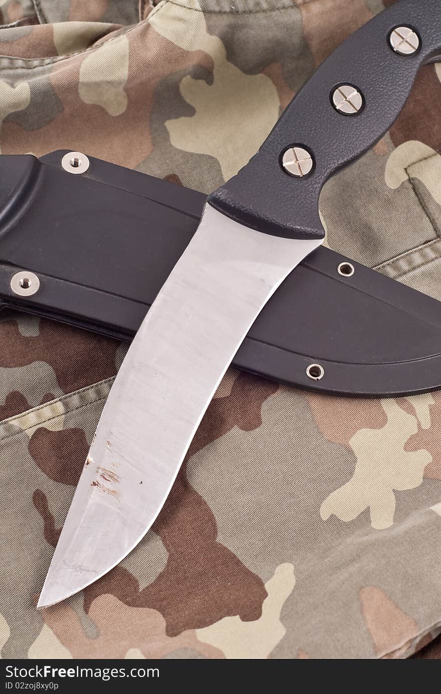 Military Combat Knife on BDU