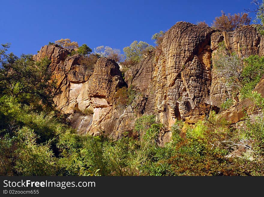 Landscape of cliffs and trees in Mali. Landscape of cliffs and trees in Mali