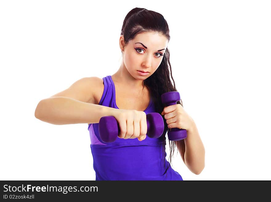 Girl with dumbbells