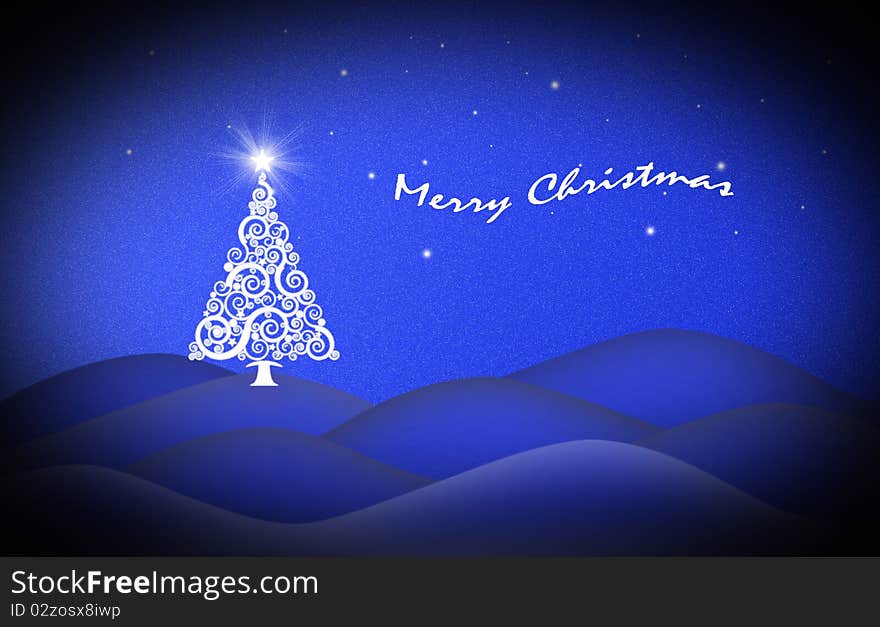 Beautiful Dream Of Christmas Night Card With Inscription. Beautiful Dream Of Christmas Night Card With Inscription