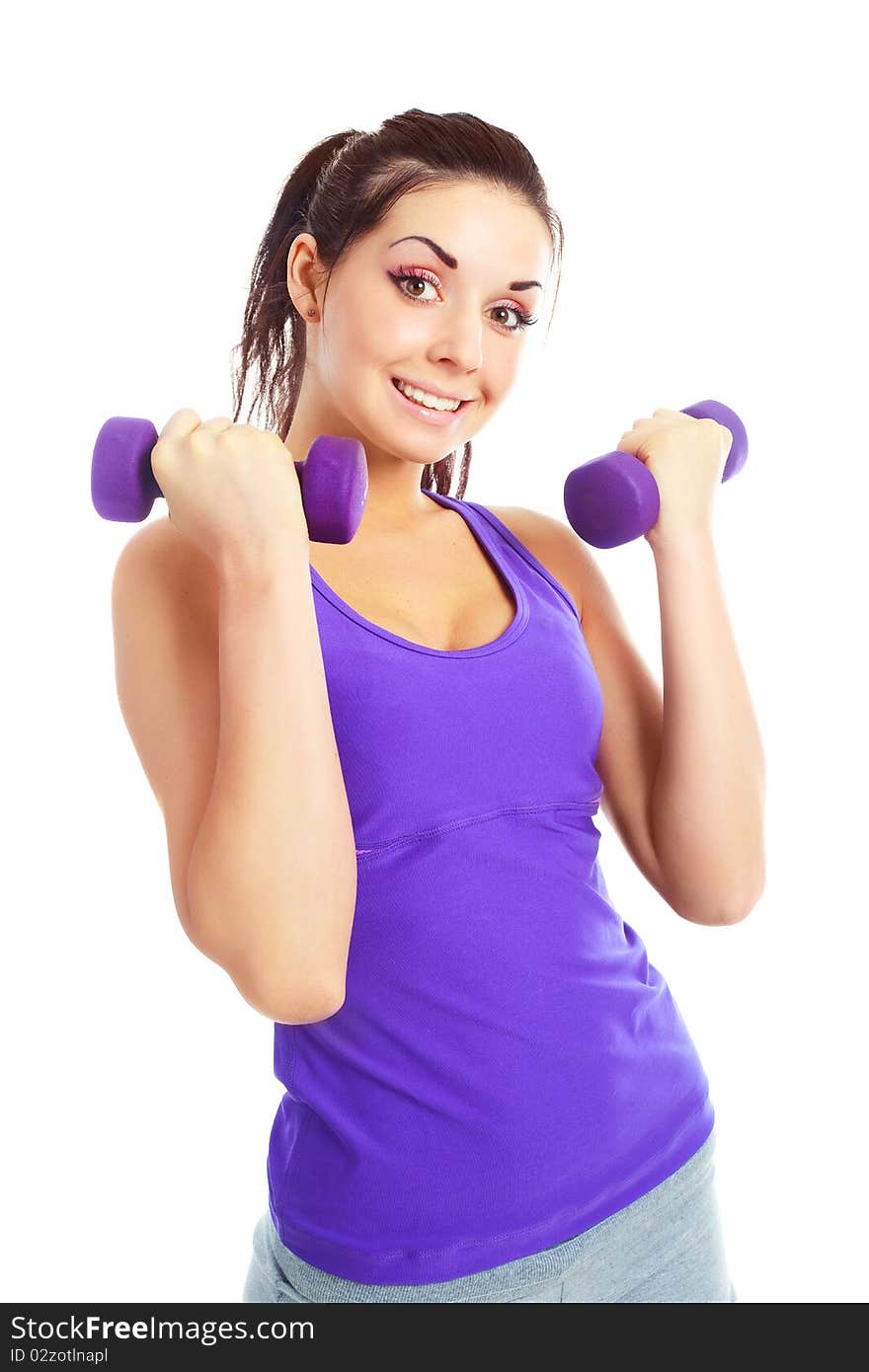 Girl with dumbbells