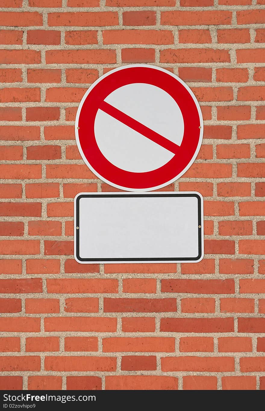 Prohibition sign with blank letter plate