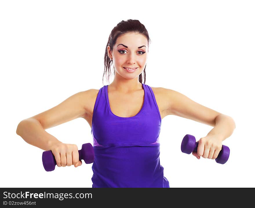 Girl with dumbbells