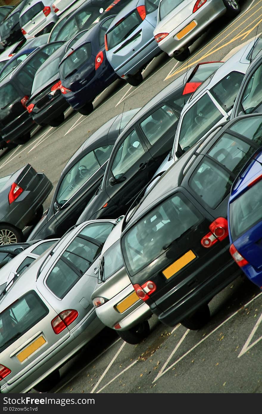 Image of cars in a carpark in London. Image of cars in a carpark in London