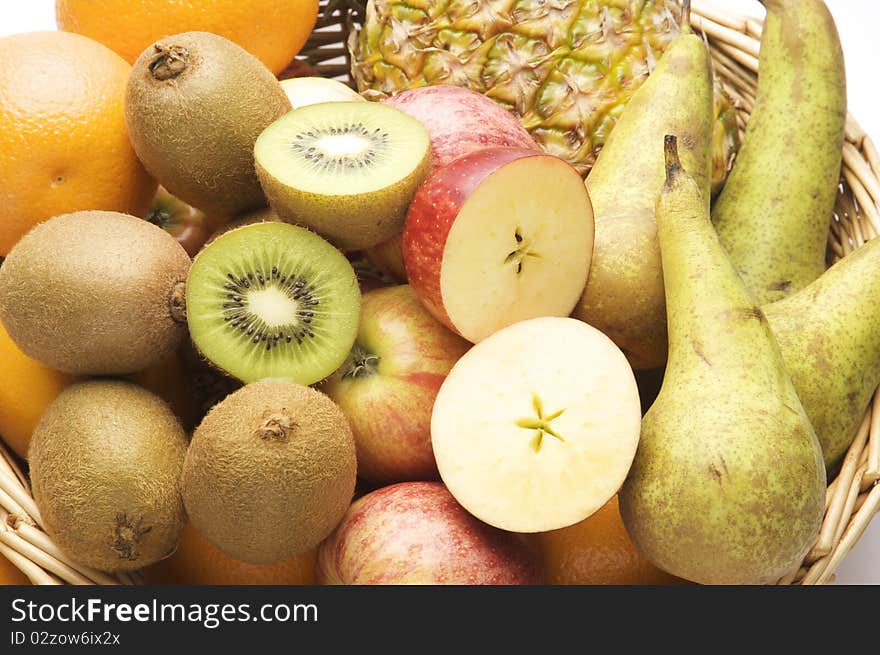 Big Basket of Fruit with apples, oranges and pears. Big Basket of Fruit with apples, oranges and pears