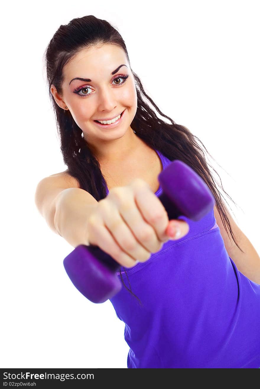 Girl with dumbbells