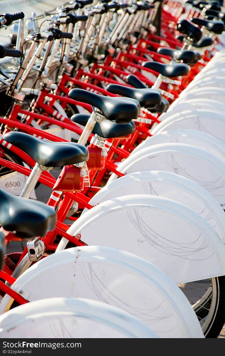 A lot of bikes in park