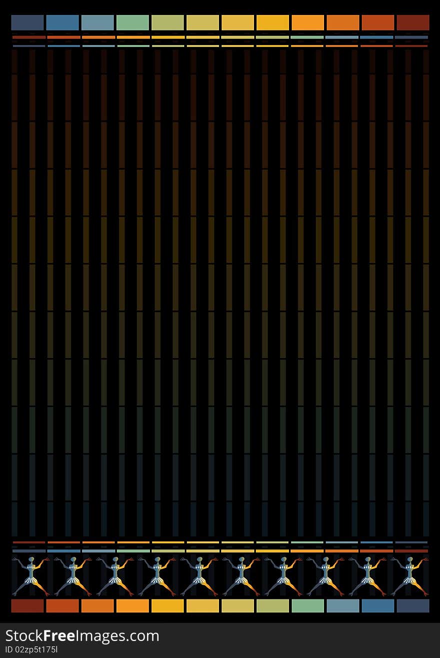 Background design with inca colours on a contrasting black background. Background design with inca colours on a contrasting black background.