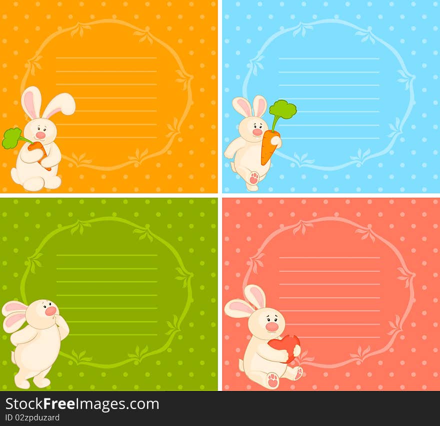 set of cartoon little toy bunny illustration for a design