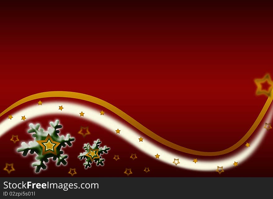 Snowflake xmas Illustration gold red background