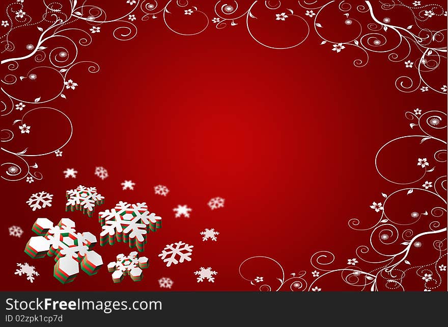 Christmas Illustration with stars and lines flowers. Christmas Illustration with stars and lines flowers