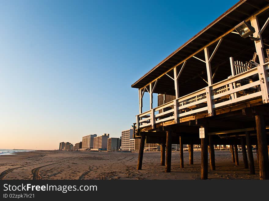 The sun rises on the east coast beachfront. The sun rises on the east coast beachfront