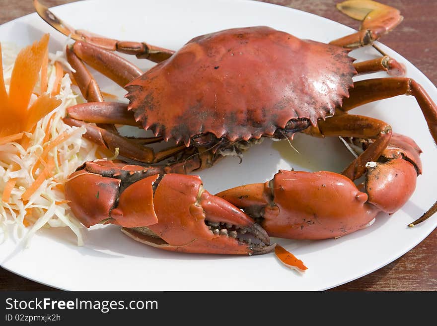 Boiled crab on a plate