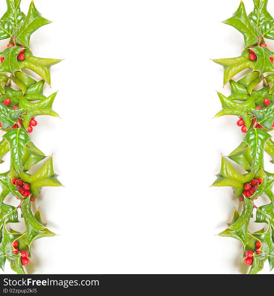 Christmas green frame with studio shot isolated on white