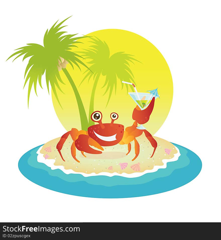 Red crab on a tropical island