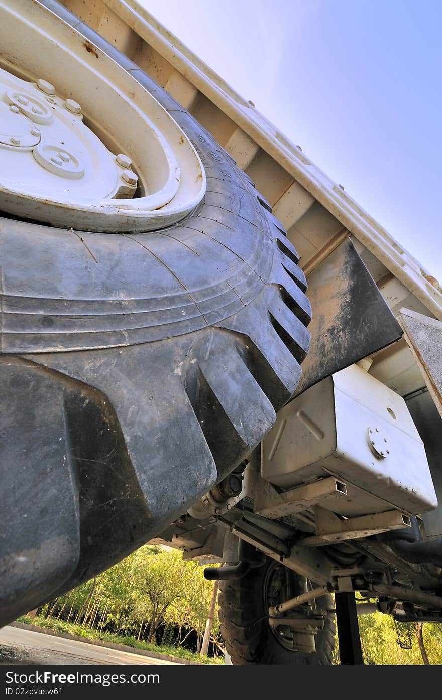 Construction loader under blue sky