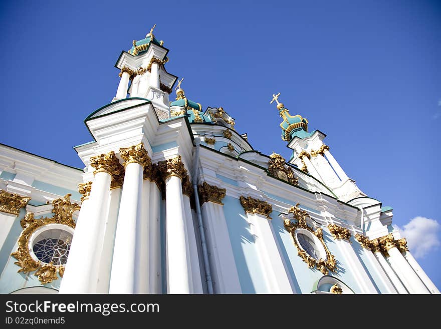 Beautiful St. Andrew's Cathedral in Kiev history taken in Ukraine in spring