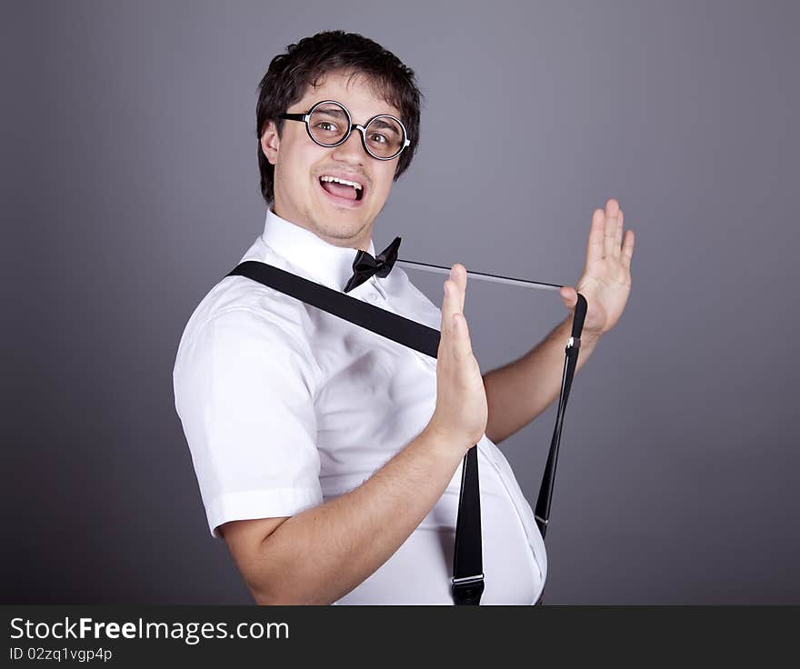 Funny fashion men in suspender