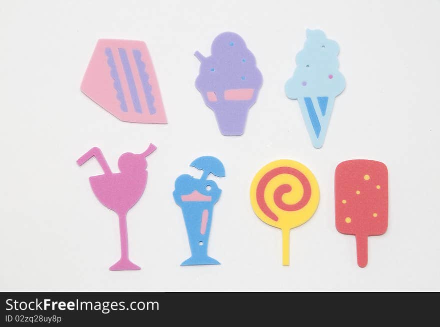 The different colorful dessert icon on the white background